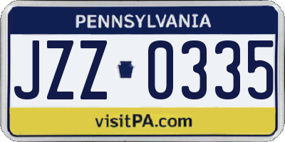 PA license plate JZZ0335
