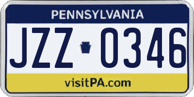 PA license plate JZZ0346