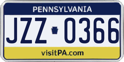 PA license plate JZZ0366