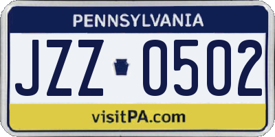 PA license plate JZZ0502