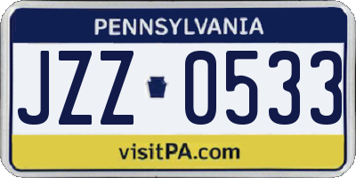 PA license plate JZZ0533