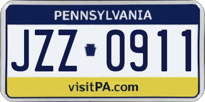 PA license plate JZZ0911