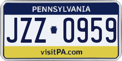 PA license plate JZZ0959