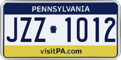 PA license plate JZZ1012