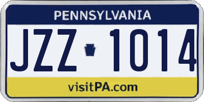 PA license plate JZZ1014