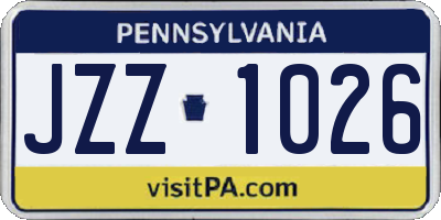 PA license plate JZZ1026