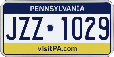 PA license plate JZZ1029
