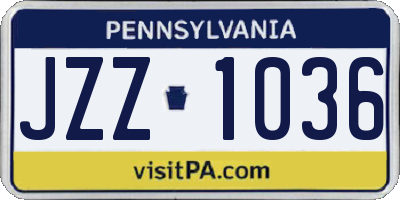 PA license plate JZZ1036