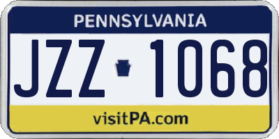 PA license plate JZZ1068