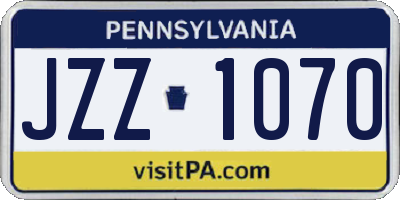 PA license plate JZZ1070