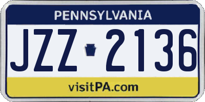 PA license plate JZZ2136