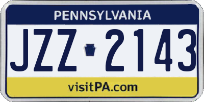 PA license plate JZZ2143