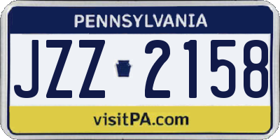 PA license plate JZZ2158