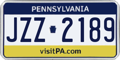 PA license plate JZZ2189