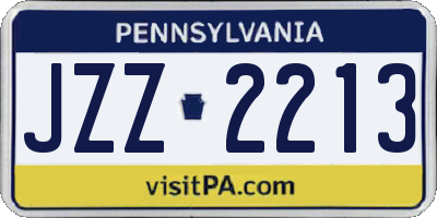 PA license plate JZZ2213