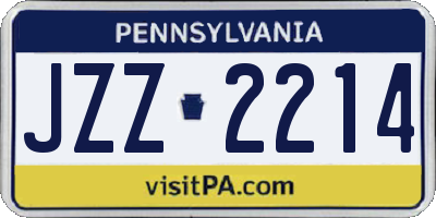 PA license plate JZZ2214