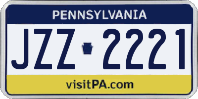 PA license plate JZZ2221