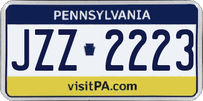 PA license plate JZZ2223