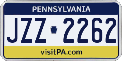 PA license plate JZZ2262