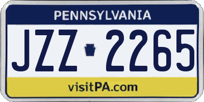 PA license plate JZZ2265