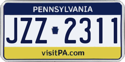 PA license plate JZZ2311