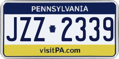 PA license plate JZZ2339