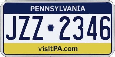 PA license plate JZZ2346