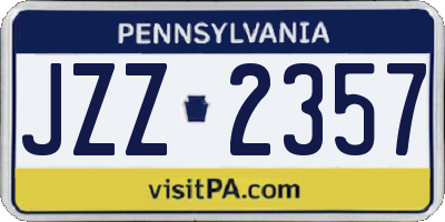 PA license plate JZZ2357