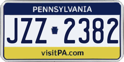 PA license plate JZZ2382