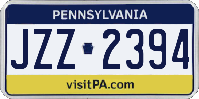 PA license plate JZZ2394