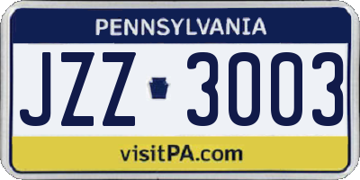 PA license plate JZZ3003
