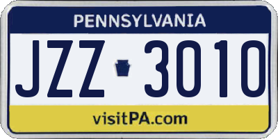 PA license plate JZZ3010