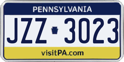 PA license plate JZZ3023
