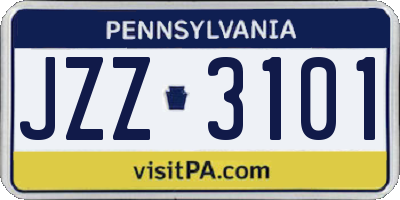 PA license plate JZZ3101