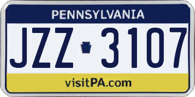PA license plate JZZ3107