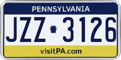 PA license plate JZZ3126