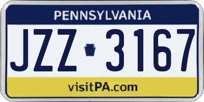 PA license plate JZZ3167