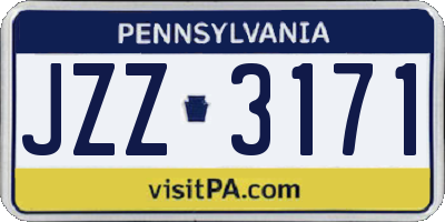 PA license plate JZZ3171