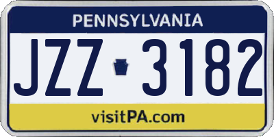 PA license plate JZZ3182