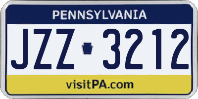 PA license plate JZZ3212