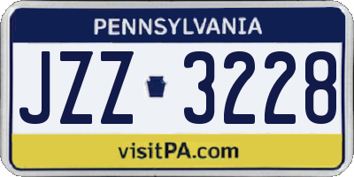 PA license plate JZZ3228