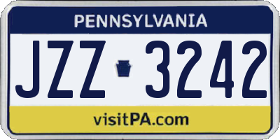 PA license plate JZZ3242