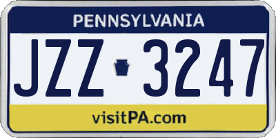PA license plate JZZ3247