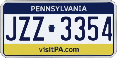 PA license plate JZZ3354