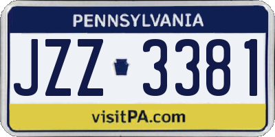 PA license plate JZZ3381