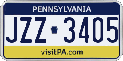 PA license plate JZZ3405