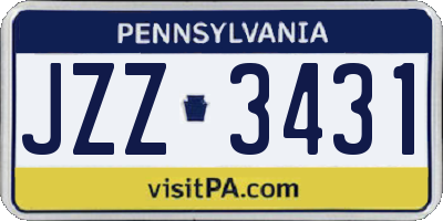 PA license plate JZZ3431