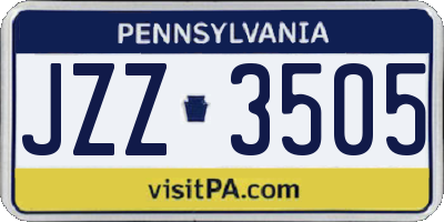 PA license plate JZZ3505