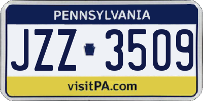 PA license plate JZZ3509