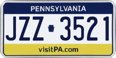 PA license plate JZZ3521